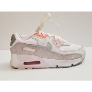 Nike Air Max 90 Leather GS Girls Sz 1.5Y White Light Violet CD6867-111 Kids Shoe